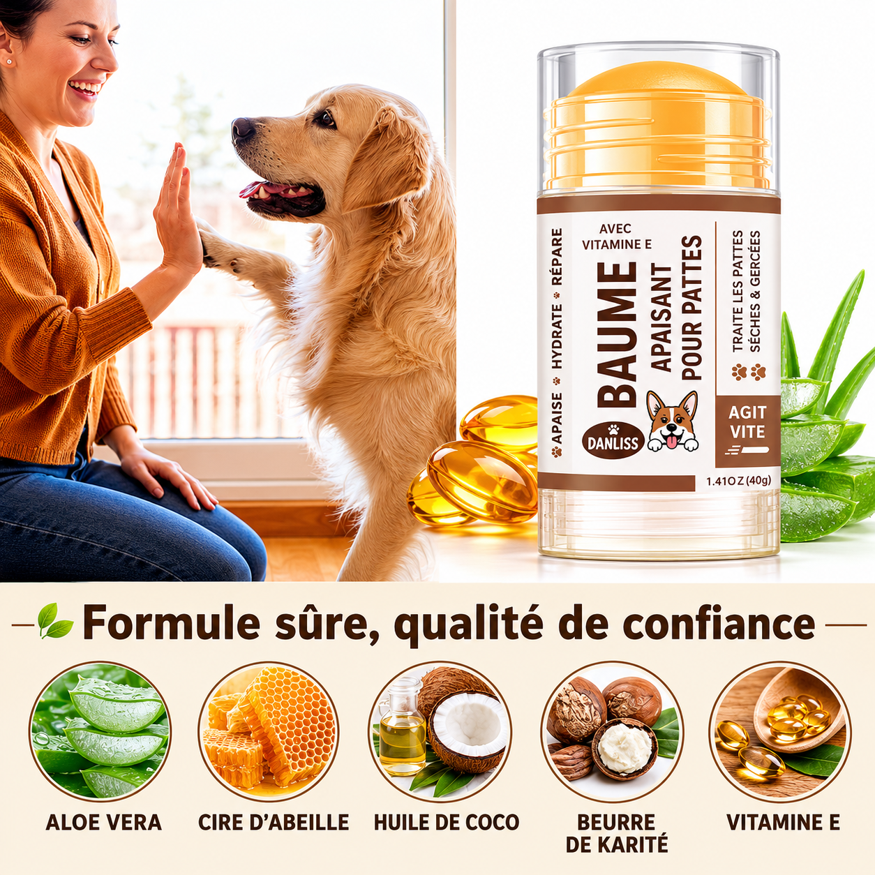 Baume apaisant pour chien : pattes et nez